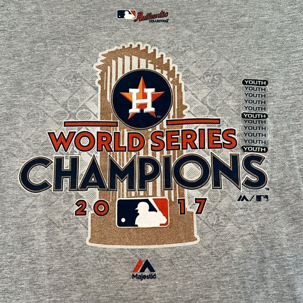 NWOT Houston Astros 2017 World Series champions XL youth sz18 SS T-shirt - Picture 4 of 6